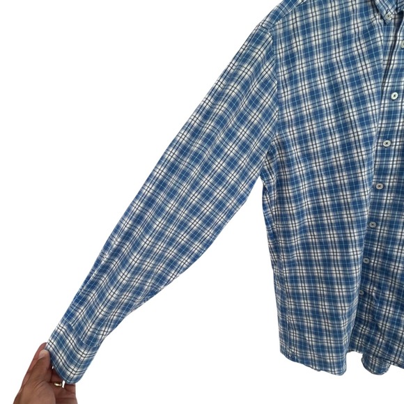 Southern Shirt Mens Large Plaid Button Down Shirt Long Sleeve Blue White Cotton - Picture 4 of 10